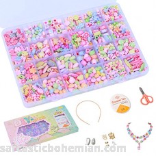 Aster DIY Beads Set600+pcs for Kids Craft Toys Jewelry Making Kits DIY Bracelets Necklaces Colorful Beads 24 Shapes of Kitty Fish Flowers Gift for Girls 4 Years up Princess Style Box B07MLSHRB1
